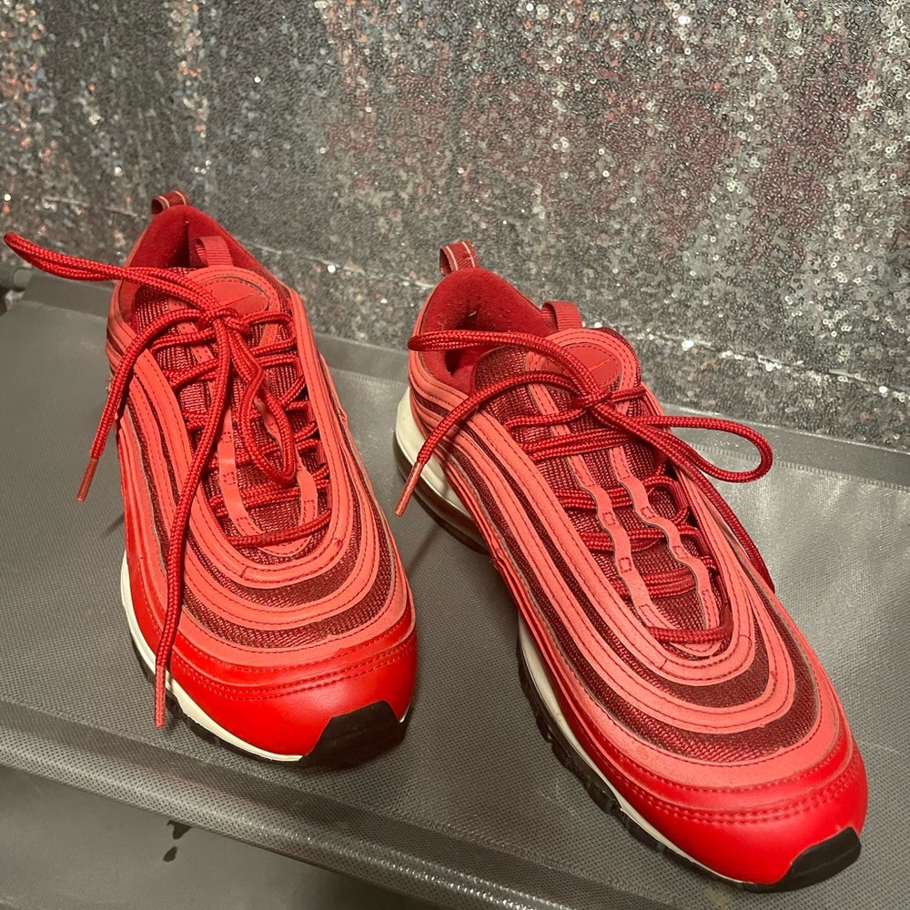 Air Max 97 red trainers #leather